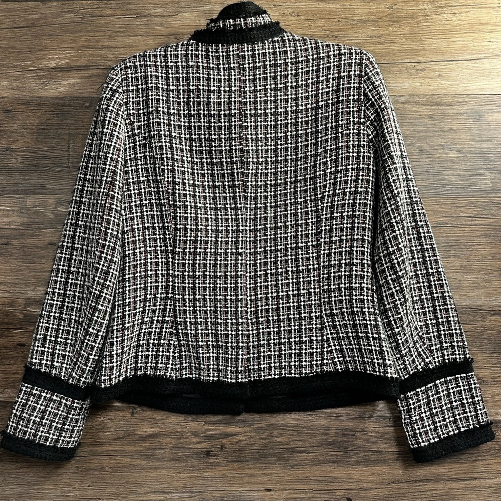 White House Black Market Black and White Tweed Blazer Jacket - Picture 2 of 9